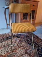 Retro stoel okergeel met goudkleurig ondserstel vintage, Huis en Inrichting, Stoelen, Ophalen, Gebruikt, Overige kleuren, Retro