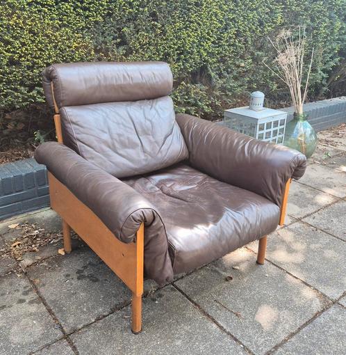 Vintage Haimi loungestoel Ateljee Yrjö Kukkapuro Finland '60, Huis en Inrichting, Fauteuils, Gebruikt, Leer, 50 tot 75 cm, Ophalen