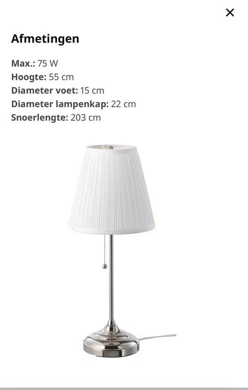 Klassieke tafellamp van IKEA. 2x, Huis en Inrichting, Lampen | Tafellampen, Zo goed als nieuw, Minder dan 50 cm, Stof, Ophalen
