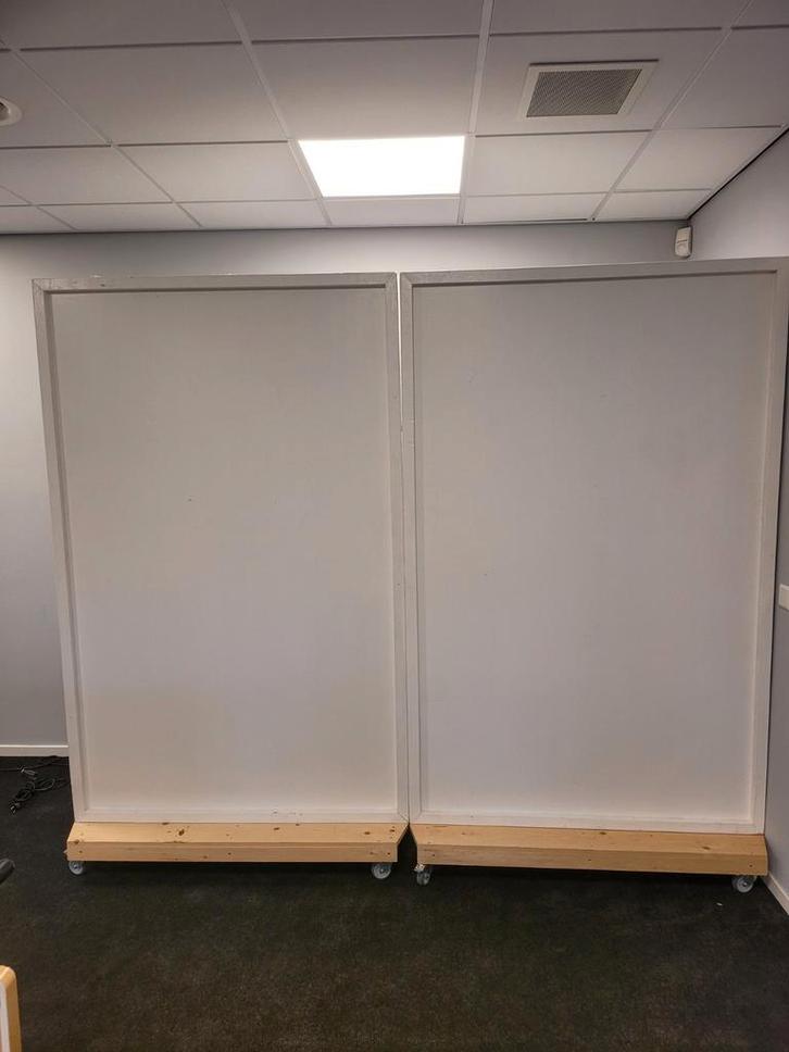 Scheidingswand / roomdivider op wieltjes wit 2 stuks, Huis en Inrichting, Woonaccessoires | Kamerschermen, Gebruikt, Ophalen