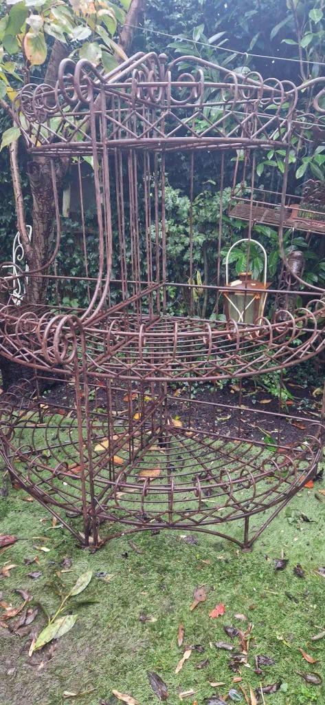 2prachtige antieke smeedijzeren kwartronde etagères*brocante, Tuin en Terras, Tuinwanddecoratie, Gebruikt, Ophalen