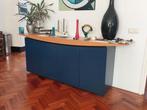 Dressoir in blauw en beuken, Ophalen, Gebruikt, 25 tot 50 cm