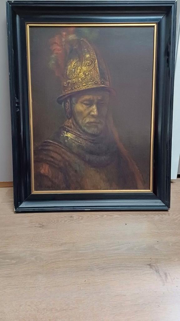 op eikenhout, man met gouden helm naar Rembrandt, Antiek en Kunst, Kunst | Schilderijen | Klassiek, Ophalen of Verzenden