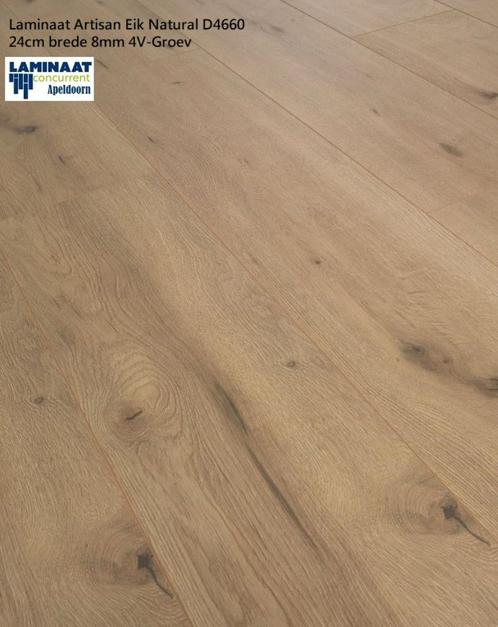 Laminaat Artisan Eik Beige D4662 24cm brede 8mm 4V-Groev, Huis en Inrichting, Stoffering | Vloerbedekking, Nieuw, Laminaat, Beige