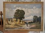 Schilderij landschap met korenschoven, Antiek en Kunst, Kunst | Schilderijen | Klassiek, Ophalen
