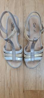 Gabor schoenen sandalen met hak goud zilver kleurig mt 38,5, Overige kleuren, Gabor, Zo goed als nieuw, Sandalen of Muiltjes