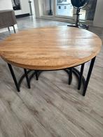 Set van 3 houten bijzettafels, Huis en Inrichting, Tafels | Eettafels, Ophalen, Gebruikt, Rond, Tot twee personen