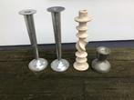 Tin - aluminium - aardewerk kandelaars, Antiek en Kunst, Antiek | Kandelaars, Ophalen of Verzenden