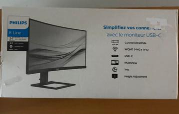Philips E Line 34 Inch UltraWide Curved Monitor – Nieuwstaat beschikbaar voor biedingen
