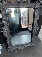 Barok spiegel met zwarte lijst, Gebruikt, 100 tot 150 cm, Ophalen of Verzenden, Rechthoekig
