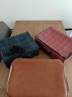 3retro koffers bruin leer 2xgeblokt, Verzamelen, Retro, Ophalen of Verzenden, Overige typen