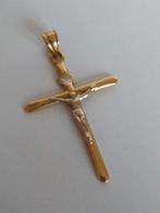 gouden KRUISJE (14kt)  4x 2,4 cm , met witgouden corpus, Gebruikt, Ophalen of Verzenden, Kruis of Symbool, Goud