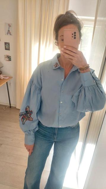 POM Amsterdam lichtblauwe blouse 38 beschikbaar voor biedingen