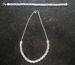 Zilveren gevlochten armband en ketting jaren 70, Ophalen of Verzenden, Gebruikt, Zilver, Zilver