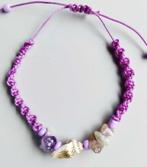 armbandje natuursteen lila & schelp, Ophalen of Verzenden, Nieuw, Paars, Overige materialen