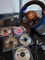 Intec G5285 Stuurwiel met pedalen en 5 games ps1, Gebruikt, 1 speler, Racen en Vliegen, Ophalen of Verzenden