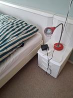 Auping bed met achterwand en matrassen., Gebruikt, Wit, Tweepersoons, Ophalen of Verzenden