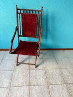 Vintage Houten Vouwstoel met Rode Bekleding, Ophalen, Gebruikt, Bruin, Eén