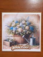 Kaart gefeliciteerd bloemen gieter 352 = 1,75., Hobby en Vrije tijd, Kaarten | Zelfgemaakt, Ophalen of Verzenden, Zo goed als nieuw