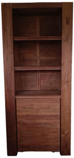 Kast, Teakhout, open vakken, met deur, Huis en Inrichting, Kasten | Overige, Ophalen, Gebruikt