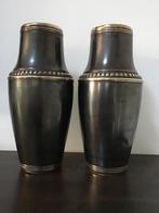 2 Antiek koperen vaasjes CK & Co / C. kurz Tiel 23,5 cm hoog, Antiek en Kunst, Ophalen of Verzenden, Koper