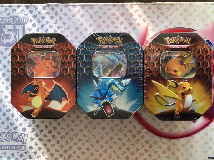 Pokemon Hidden Fates Gyarados Raichu Charizard GX Tin Set, Hobby en Vrije tijd, Verzamelkaartspellen | Pokémon, Nieuw, Overige typen