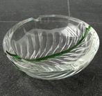 Glazen asbak kristal glas rond zwaar model groene streep, Verzamelen, Rookartikelen, Aanstekers en Luciferdoosjes, Ophalen of Verzenden