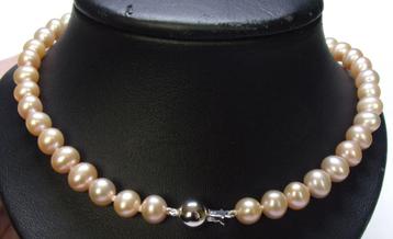 Parelcollier- 31.16 gram- 46 cm lang, 14 karaat witgoud beschikbaar voor biedingen