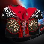 Dart shirt 3 (heren mannen darts sport t-shirt rood zwart), Verzenden, Nieuw