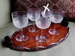 Oud kristal glas 4x port of likeur Miekje,, Ophalen of Verzenden