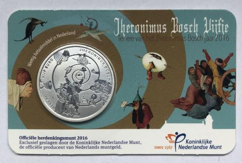016 COINCARD 5 EURO JHERONIMUS BOSCH VIJFJE *UNC*, Postzegels en Munten, Munten | Nederland, Losse munt, Euro's, Zilver, Ophalen of Verzenden