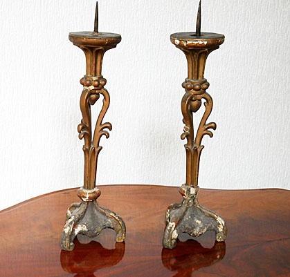 ANTIEKE KERK KANDELAARS, Antiek en Kunst, Antiek | Kandelaars, Koper of Brons, Ophalen of Verzenden