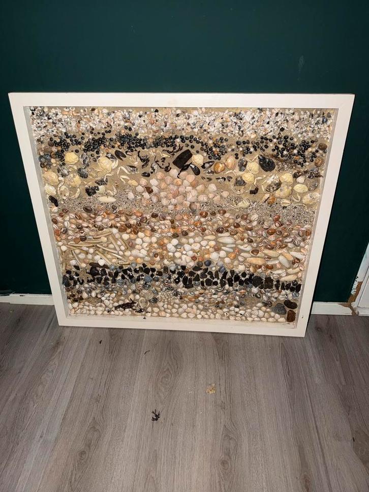 Schelpen portret in lijst/ Schilderij, Huis en Inrichting, Woonaccessoires | Schilderijen, Tekeningen en Foto's, Zo goed als nieuw