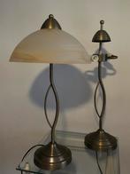 Stijlvolle Tafellamp glazen kap metalen sierlijke voet, Ophalen, Gebruikt, Glas, 50 tot 75 cm