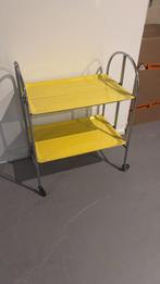 Vintage serveerwagen met gele bladen, Ophalen, Gebruikt, ., Inclusief barstoelen
