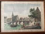 Ingekleurde ets van de brug van Doelen te Amsterdam, Antiek en Kunst, Kunst | Etsen en Gravures, Ophalen of Verzenden