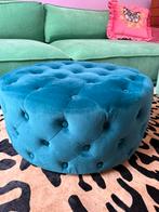 Super toffe design poef, blauw, Ophalen, Zo goed als nieuw, Rond, Minder dan 50 cm