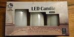 LED kaarsen met timer, set van 3 (10, 12 & 15cm hoogte), Overige materialen, Wit, Nieuw, Ophalen of Verzenden