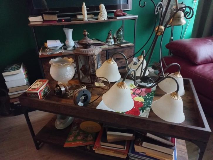 diverse lampen., Huis en Inrichting, Lampen | Hanglampen, Gebruikt, Minder dan 50 cm, Glas, Hout, Metaal, Verzenden