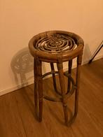 Bamboe tafeltje krukje, Huis en Inrichting, Tafels | Bijzettafels, Minder dan 55 cm, Rond, Zo goed als nieuw, Hout
