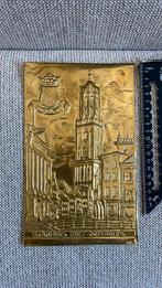 Wandbord Utrecht Stadhuis / Domtoren koper messing plaquette, Antiek en Kunst, Antiek | Wandborden en Tegels, Ophalen of Verzenden