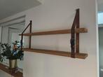 Wandplank met leren riemen – industrieel en stoer, Ophalen of Verzenden, Zo goed als nieuw