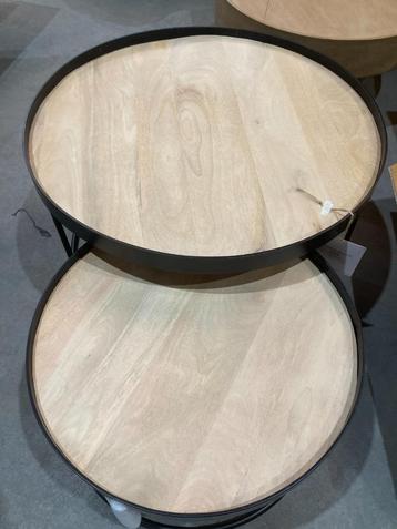 Salontafel set van 2  Sara - Naturel - Zwart - Mangohout beschikbaar voor biedingen