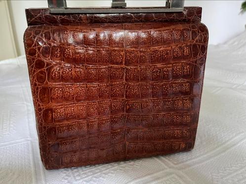 Echte krokodillen leren tas jaren 60, Sieraden, Tassen en Uiterlijk, Tassen | Schooltassen, Gebruikt, Aktetas of Boekentas, Bruin