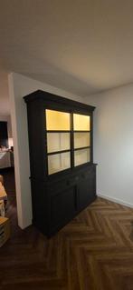 Zwarte Houten Buffetkast/Boekenkast, Huis en Inrichting, Kasten | Buffetkasten, Ophalen, Gebruikt, Glas, Klassiek