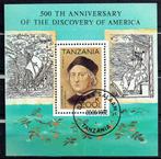 Tanzania 1992 blok Herdenking Columbus, Postzegels en Munten, Ophalen of Verzenden, Gestempeld, Overige thema's