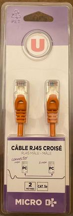 Unique RJ45-kruiskabel, RJ45 male – male, 2 meter, Cat 5e, Eu, Eu, Nieuw, Ophalen of Verzenden