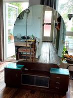 Vintage kaptafel met spiegel en opbergruimte, Huis en Inrichting, Woonaccessoires | Spiegels, Gebruikt, 125 cm of meer, Ophalen of Verzenden