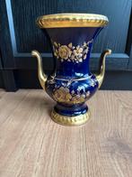 Kobalt blauwe vaas Bavaria met gouden details - 20 cm, Antiek en Kunst, Antiek | Vazen, Ophalen of Verzenden