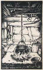 Anton Pieck (1895-1987) Houtsnede ‘Kookpot’ Afmetingen ~12,7, Antiek en Kunst, Verzenden